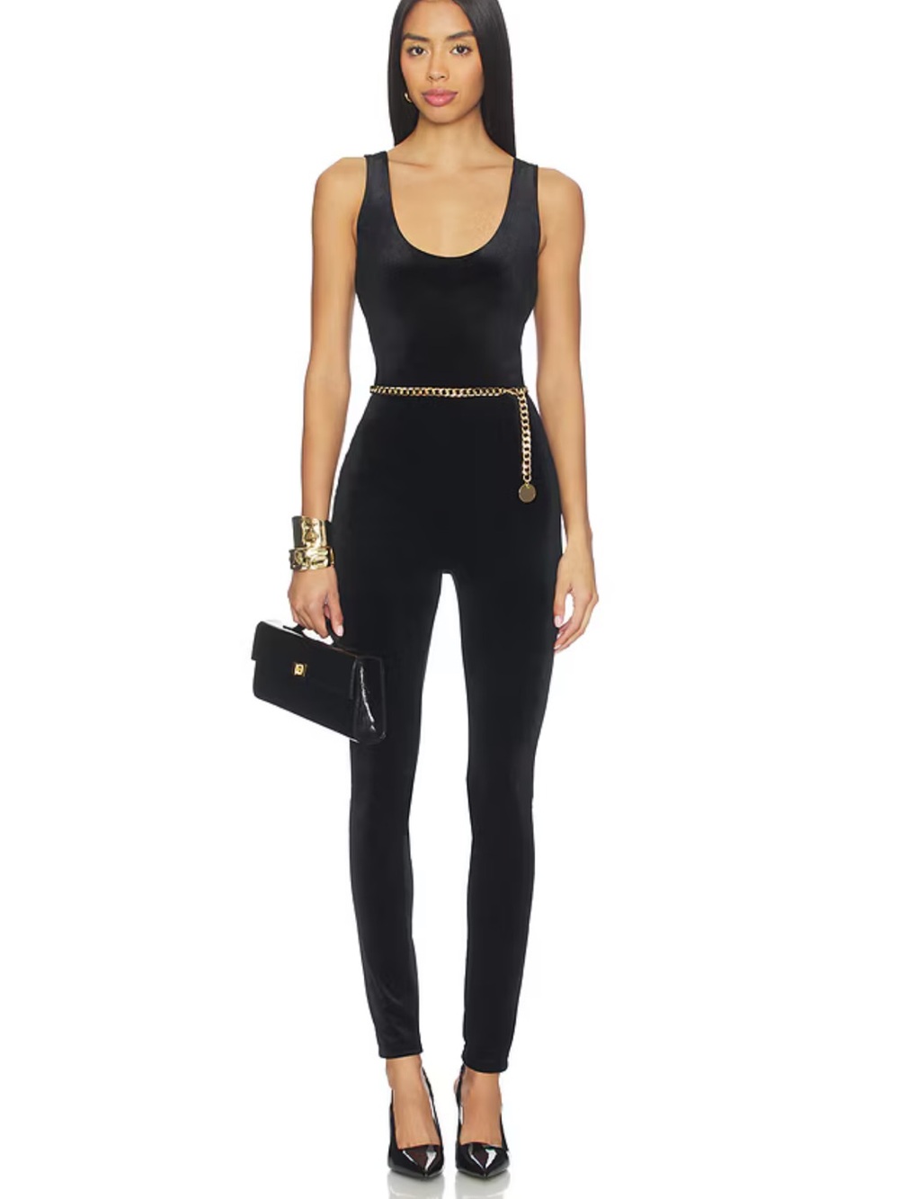 Black Sleeveless Scoop-Neck Jumpsuit